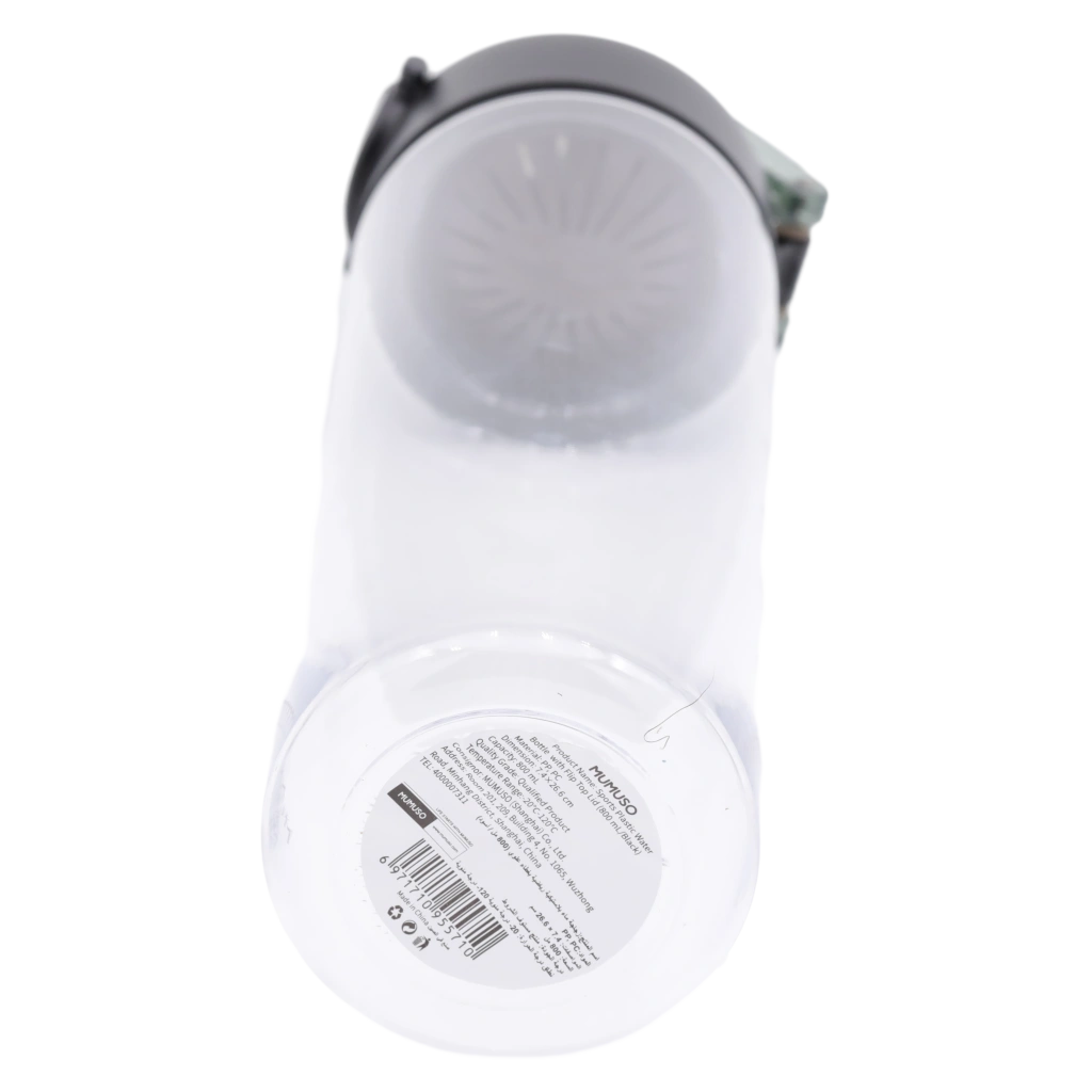 Trinkflasche aus Kunststoff mit Flip-Verschluss, 800 ml (Transparent/Schwarz)