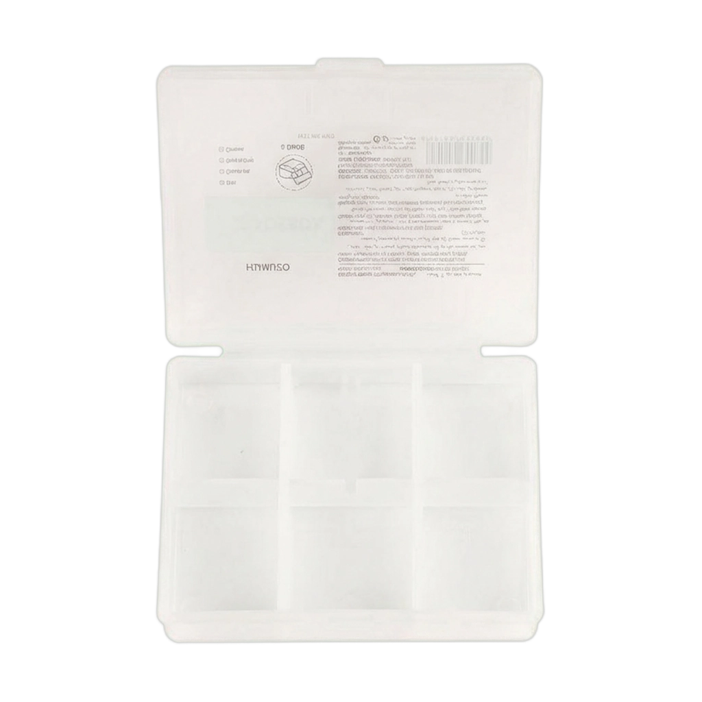 Transparente Aufbewahrungsbox mit 6 Fächern für Tabletten und Schmuck (Transparent)