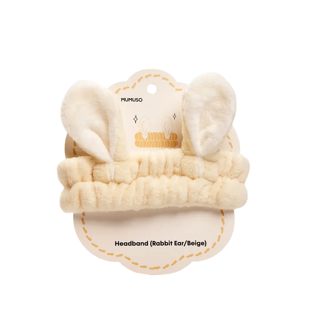 Flauschiges Haarband aus Polyester mit Hasenohren-Design (Beige)