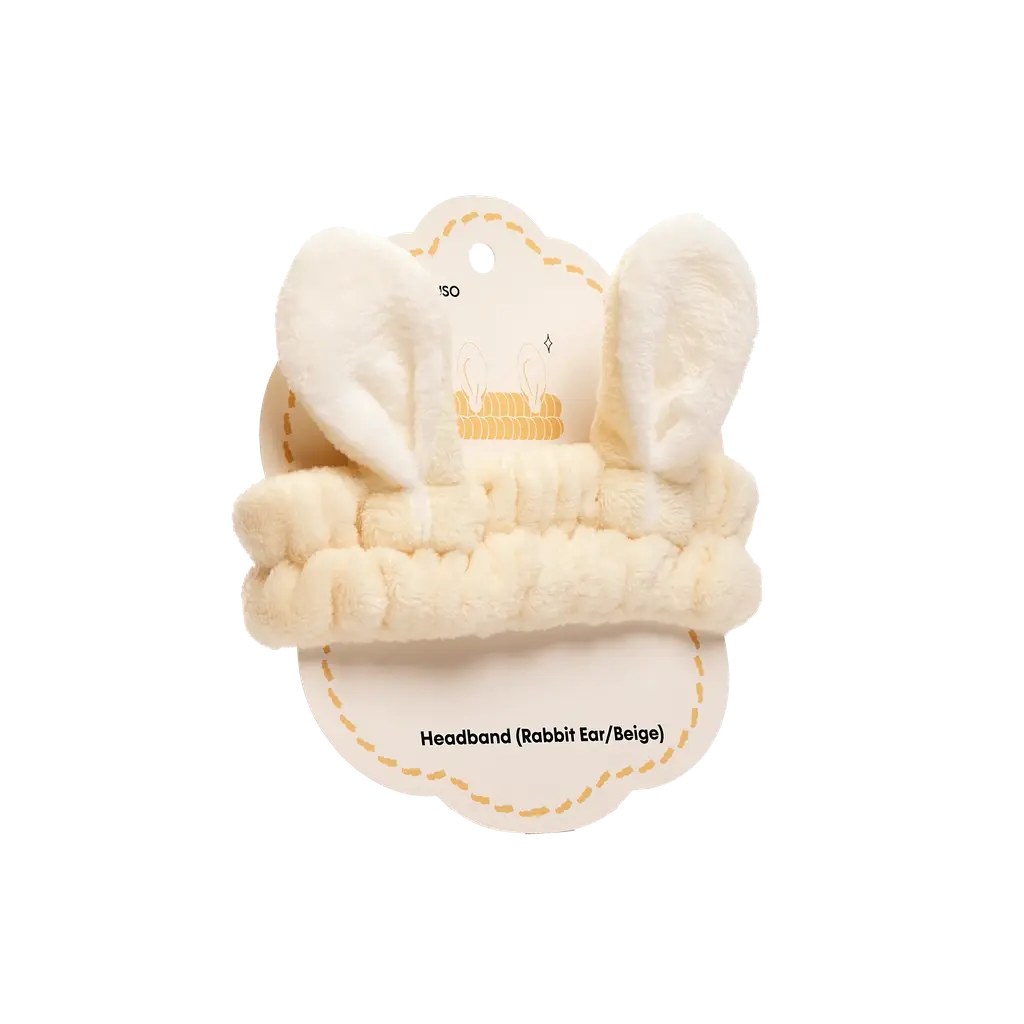 Flauschiges Haarband aus Polyester mit Hasenohren-Design (Beige)