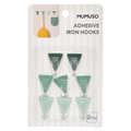 8er-Pack selbstklebende Eisen-Klebehaken mit Dreiecks-Design (Grün/Grau/Weiß)