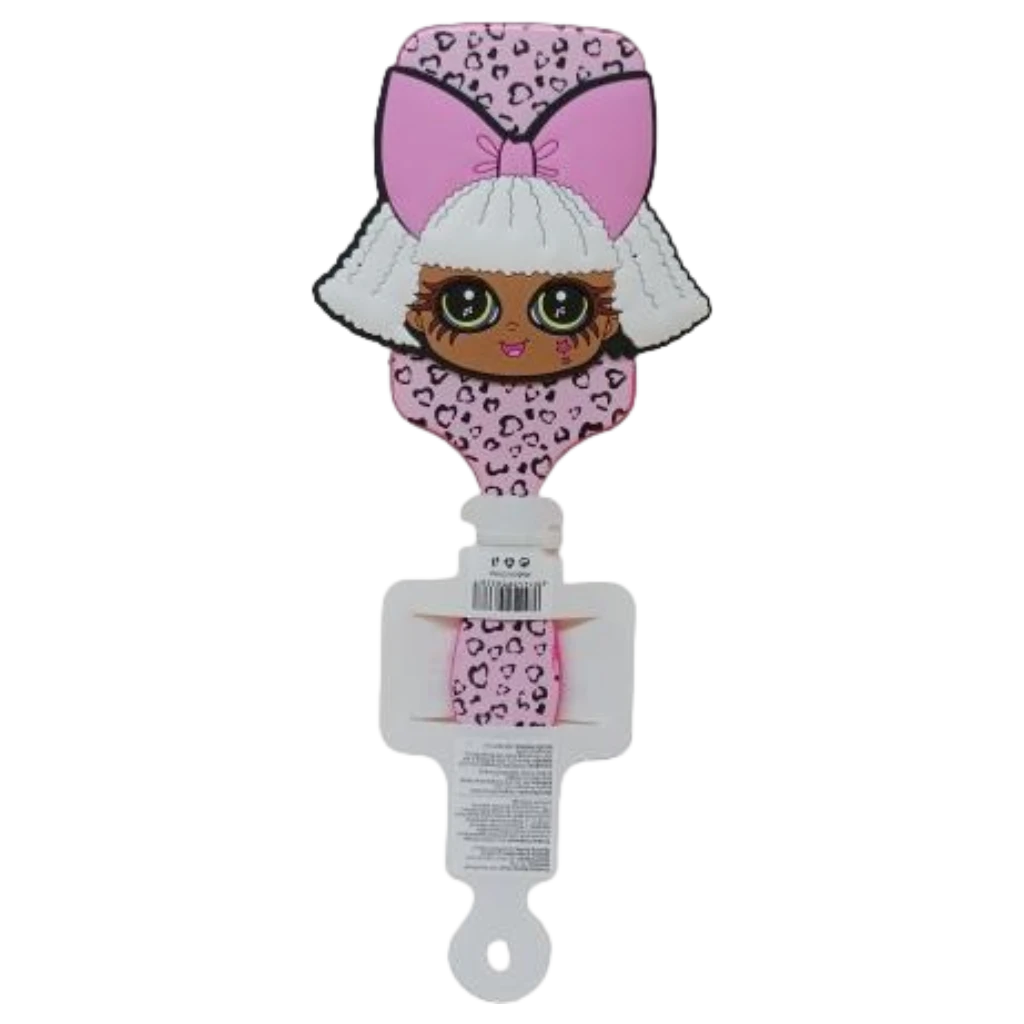 Haarbürste aus Kunststoff mit Puppen-Design und Herzchen-Print (Rosa)