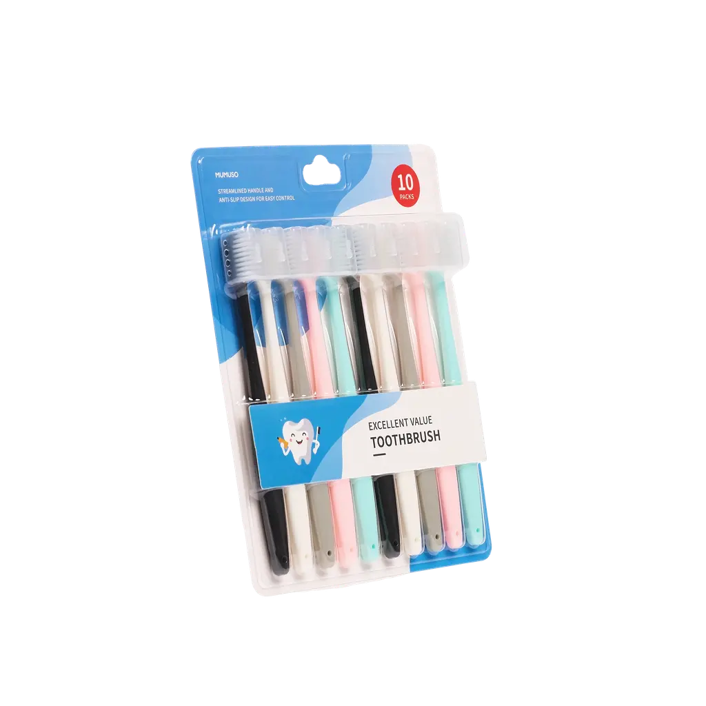 10er-Pack Zahnbürsten im Set für die tägliche Mundhygiene (Schwarz/Weiß/Rosa/Hellblau/Mint)