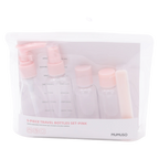 5-teiliges Reiseflaschen-Set mit Etui, nachfüllbar (Rosa)