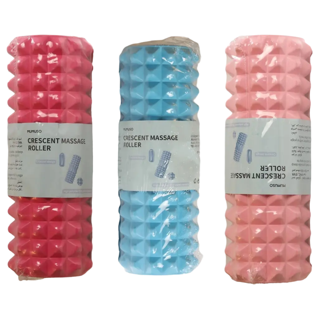 Crescent Massage Roller mit strukturierter Oberfläche für Muskelentspannung (Blau/Rosa/Hellrosa)
