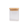 Quadratisches Aufbewahrungsglas aus Borosilikatglas mit Bambusdeckel, 500 ml (Transparent)