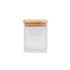 Quadratisches Aufbewahrungsglas aus Borosilikatglas mit Bambusdeckel, 500 ml (Transparent)