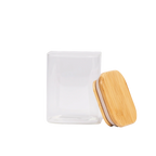 Quadratisches Aufbewahrungsglas aus Borosilikatglas mit Bambusdeckel, 500 ml (Transparent)