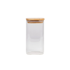 Quadratisches Vorratsglas aus Borosilikatglas mit Bambusdeckel, 750 ml (Transparent/Natur)
