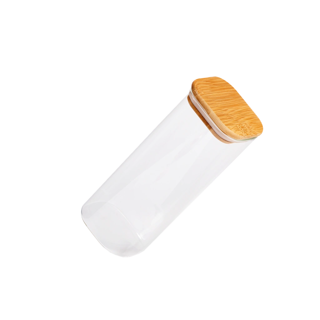 Vorratsglas aus Borosilikatglas mit Bambusdeckel, 1000 ml (Transparent)