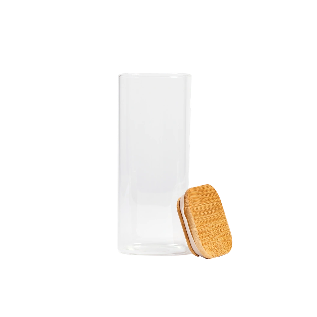Vorratsglas aus Borosilikatglas mit Bambusdeckel, 1000 ml (Transparent)