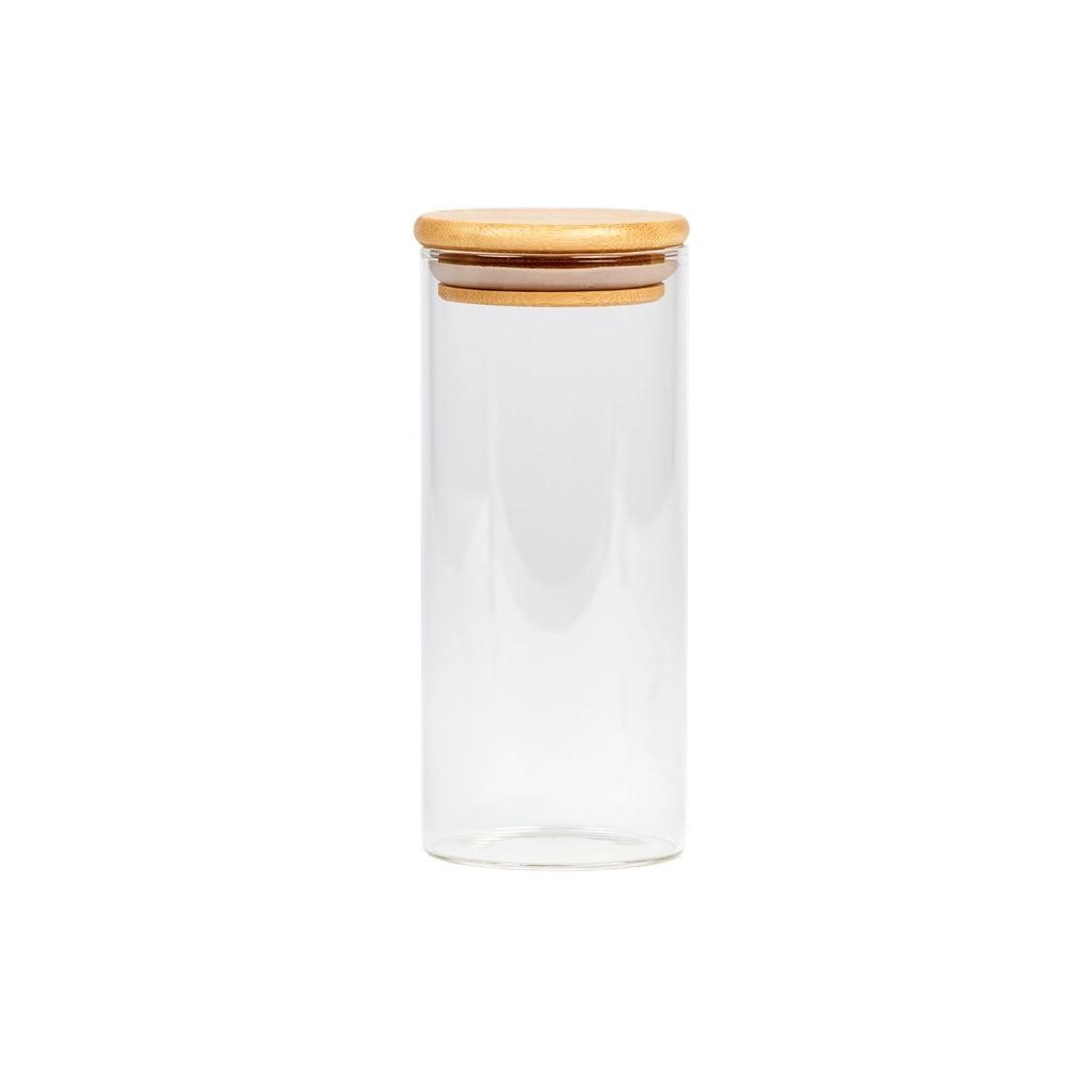 Rundes Vorratsglas aus Borosilikatglas mit Bambusdeckel, 420 ml (Transparent/Natur)