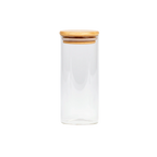Rundes Vorratsglas aus Borosilikatglas mit Bambusdeckel, 420 ml (Transparent/Natur)