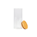 Rundes Vorratsglas aus Borosilikatglas mit Bambusdeckel, 420 ml (Transparent/Natur)