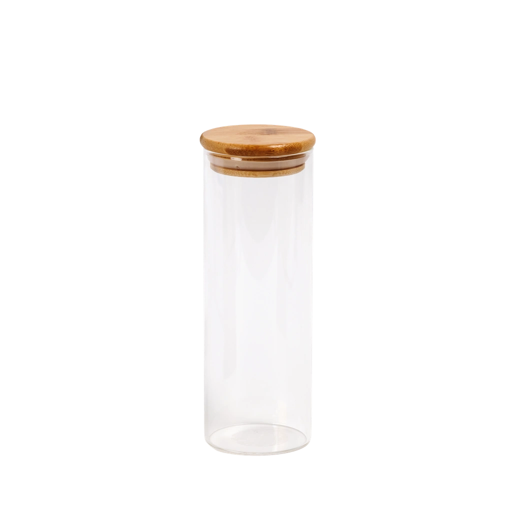 Rundes Vorratsglas aus Borosilikatglas mit Bambusdeckel, 500 ml (Transparent)