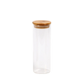 Rundes Vorratsglas aus Borosilikatglas mit Bambusdeckel, 500 ml (Transparent)