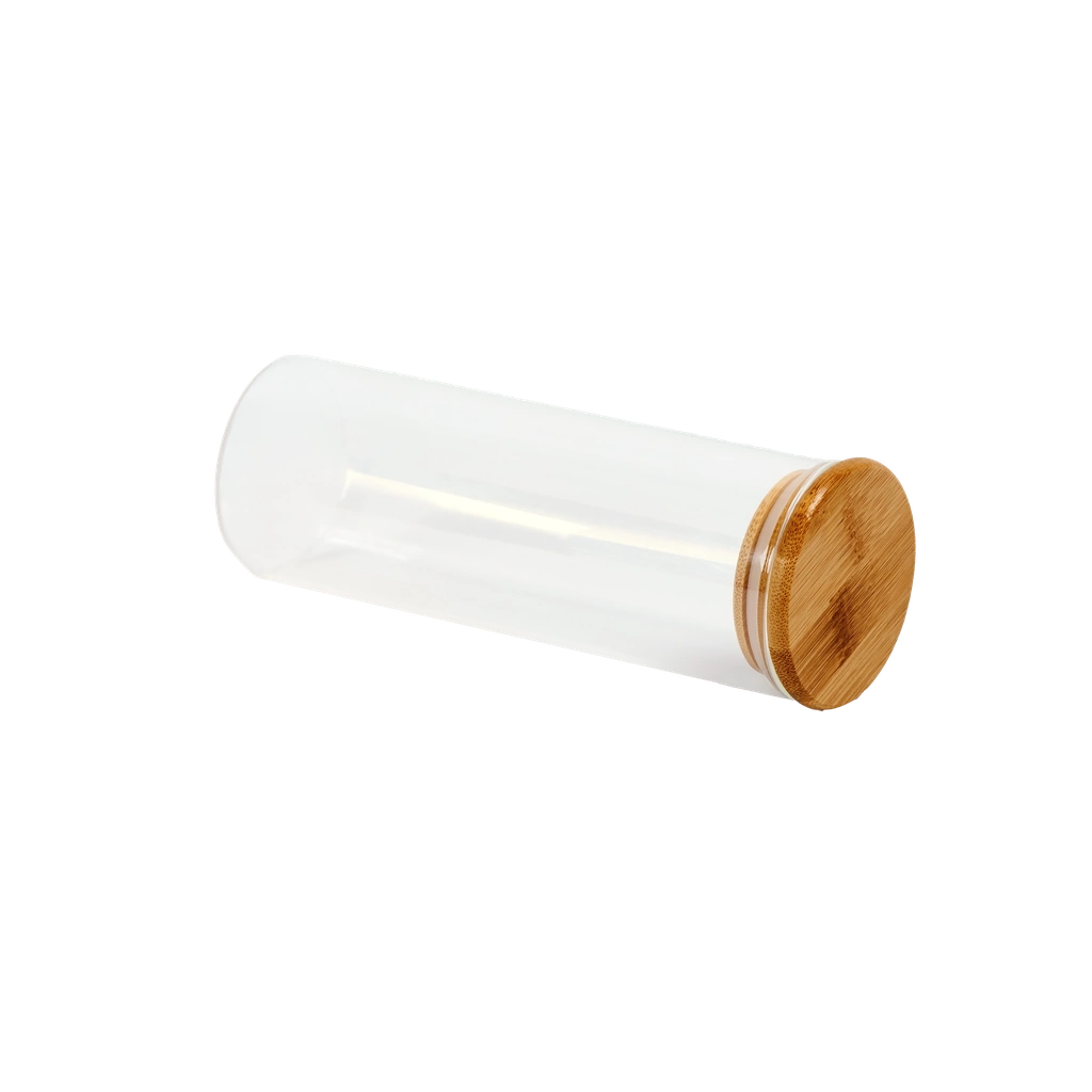 Rundes Vorratsglas aus Borosilikatglas mit Bambusdeckel, 500 ml (Transparent)