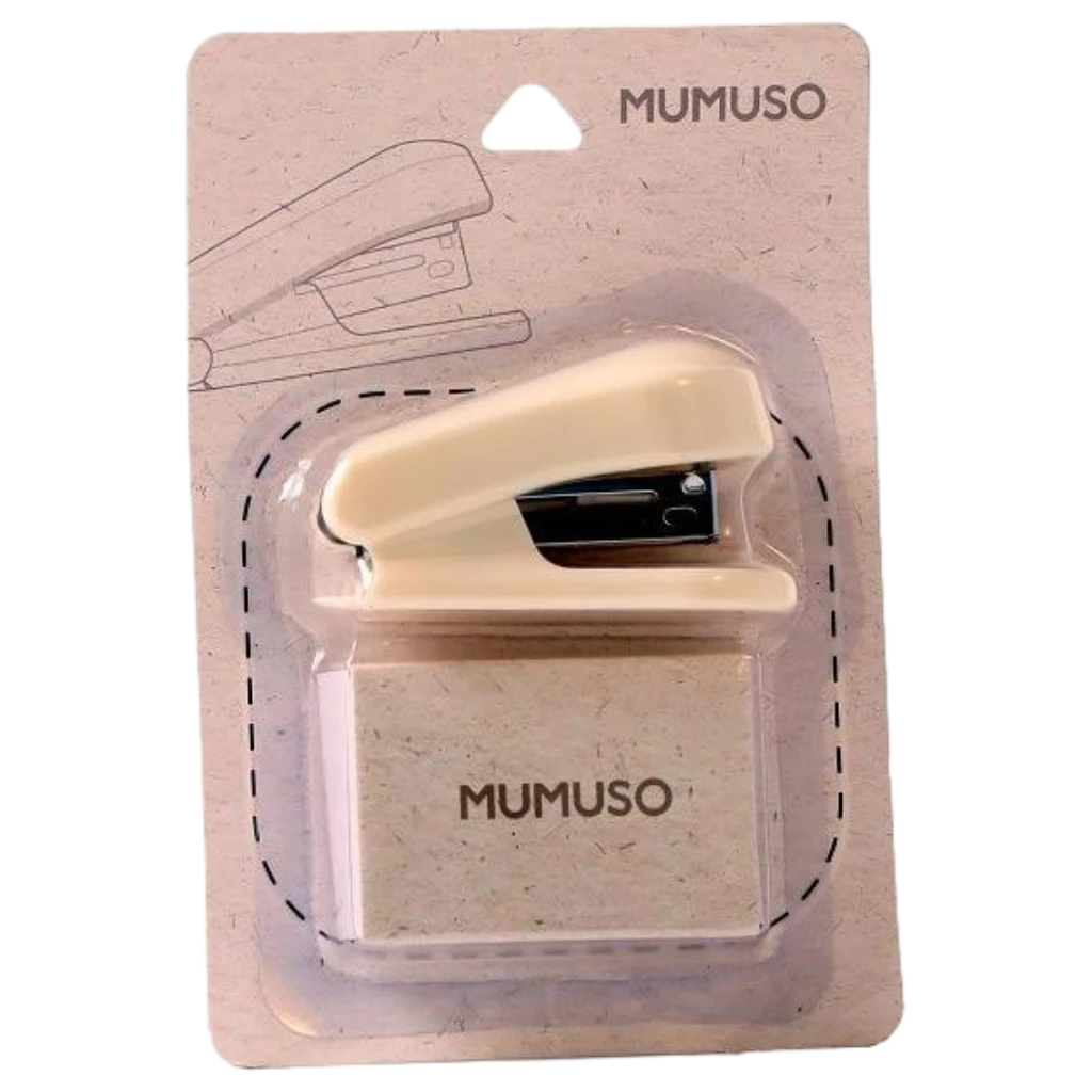 Mini-Heftgerät kompakt für Schreibtisch und unterwegs (Beige)