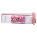 Wasserflasche aus Kunststoff mit faltbarem Trinkhalm und Infuser, 700 ml (Pink)