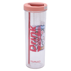 Wasserflasche aus Kunststoff mit faltbarem Trinkhalm und Infuser, 700 ml (Pink)