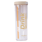 Trinkflasche aus Kunststoff mit Infuser und klappbarem Strohhalm, 700 ml (Gelb)