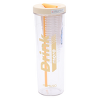 Trinkflasche aus Kunststoff mit Infuser und klappbarem Strohhalm, 700 ml (Gelb)