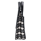 Handtasche mit Karodesign, kompakt (Schwarz)