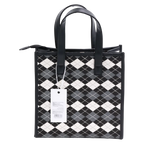 Handtasche mit Karodesign, kompakt (Schwarz)