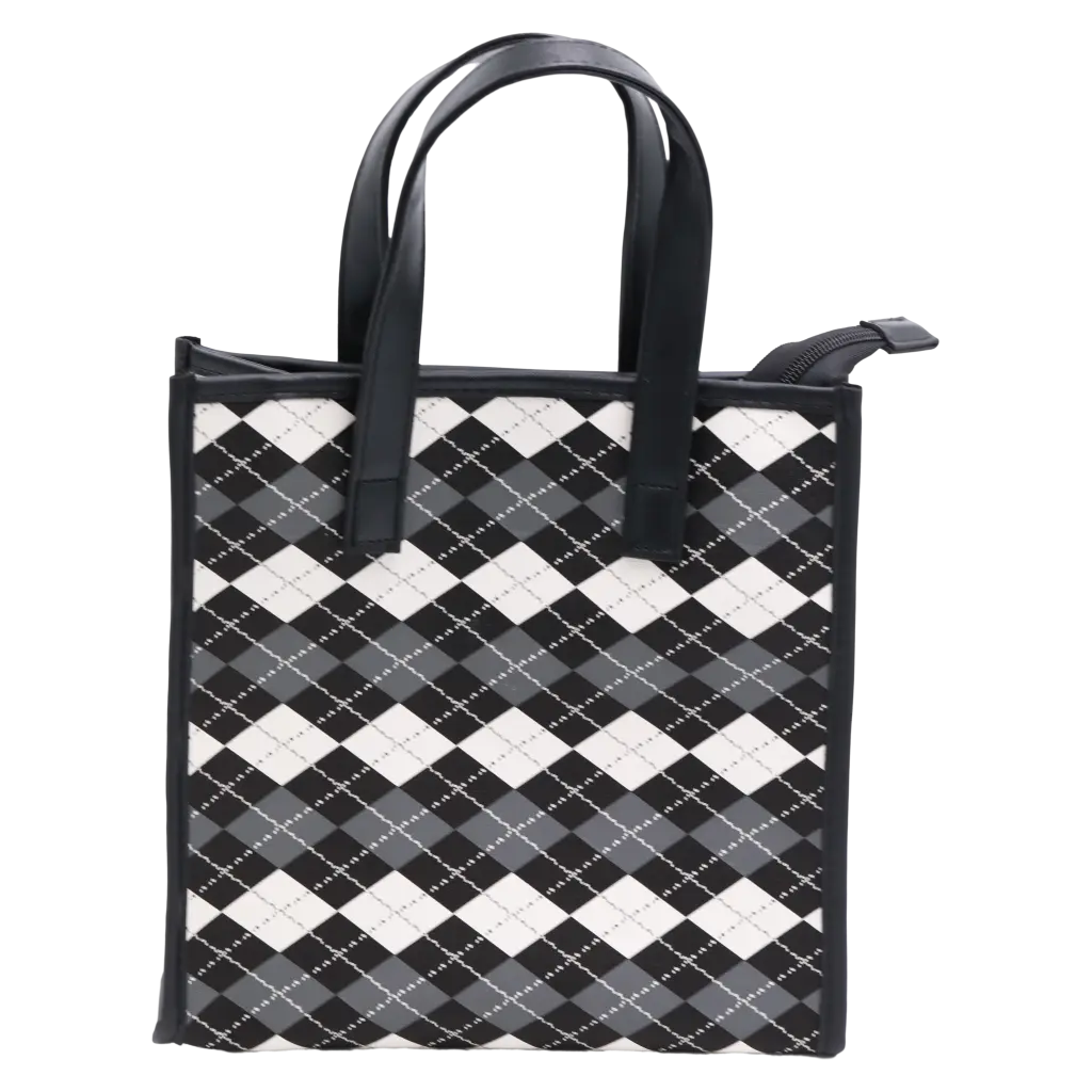 Handtasche mit Karodesign, kompakt (Schwarz)