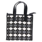 Handtasche mit Karodesign, kompakt (Schwarz)