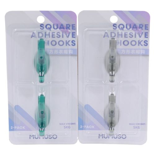 2-teiliges Set selbstklebende Wandhaken aus Kunststoff (Transparent/Grün)