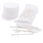 Einweg-Set Wattebällchen, Wattestäbchen &amp; Wattepads aus saugfähiger Baumwolle (Weiß)