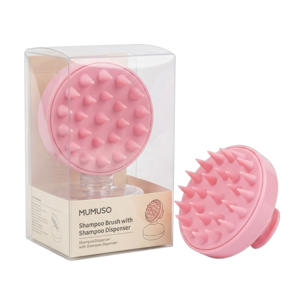 Shampoobürste mit Shampoo-Spender aus Silikon und Kunststoff (Rosa)