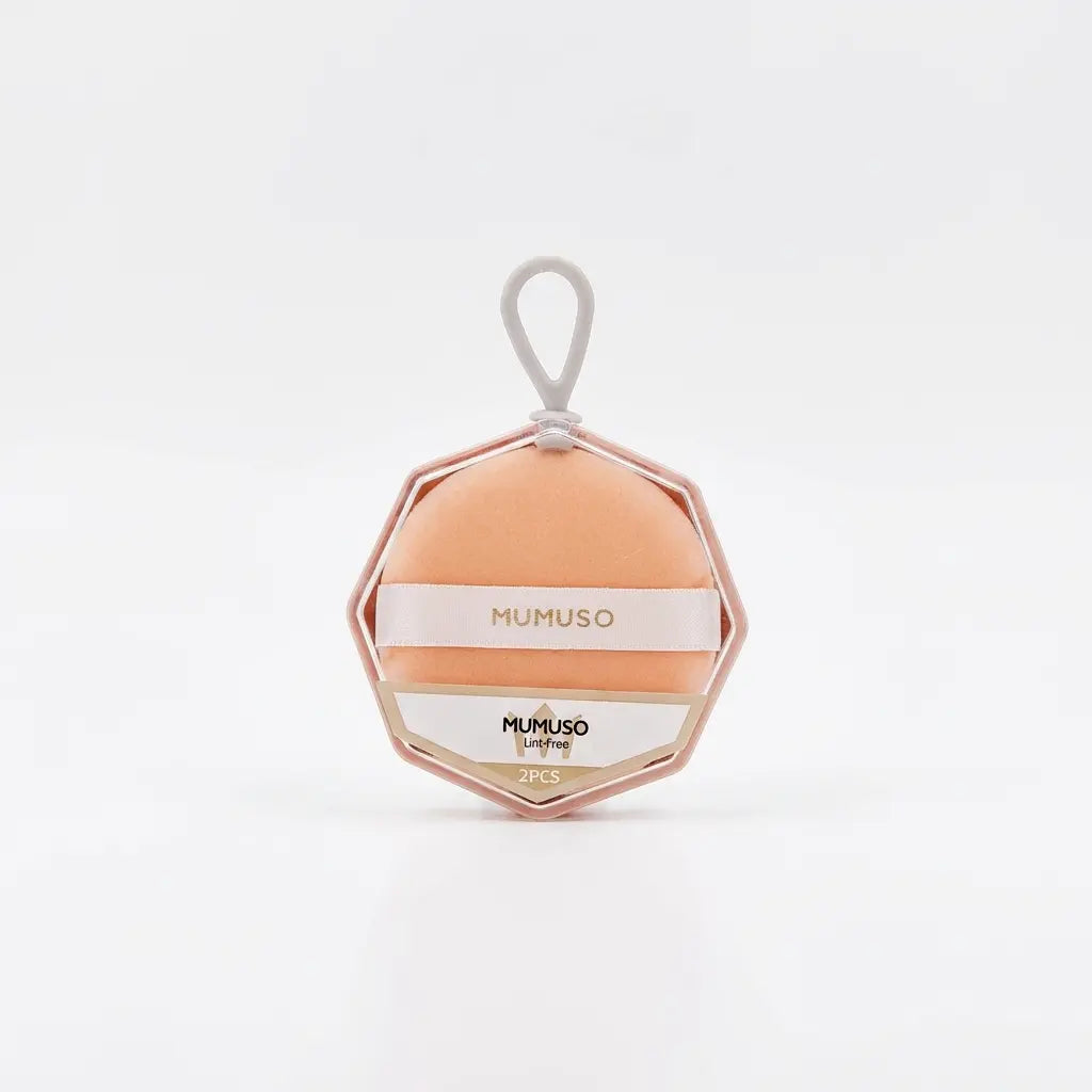 2-teiliges Flocking Puderquasten Set für Gesichtsmake-up (Pfirsich)