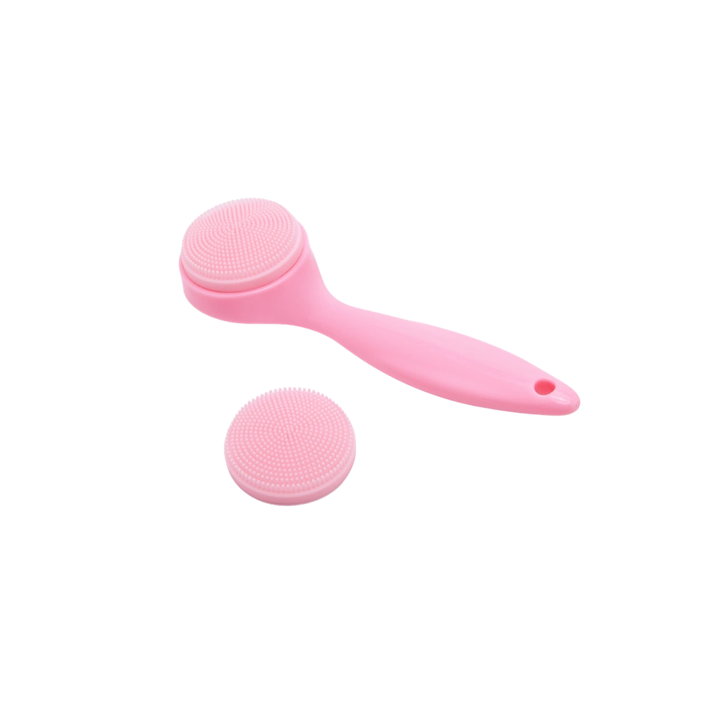 Gesichtsbürste aus Silikon, austauschbare Bürstenköpfe (Rosa)