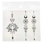 Temporäre Tattoo Sticker mit Halbmond- und Blumen-Design (Schwarz)