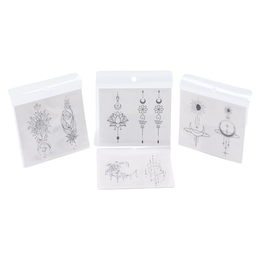 Temporäre Tattoo Sticker mit Halbmond- und Blumen-Design (Schwarz)