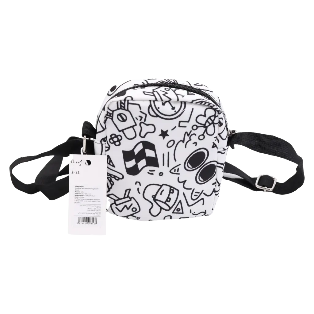 Crossbody Bag mit Graffiti-Design, kompakt (Schwarz/Weiß)