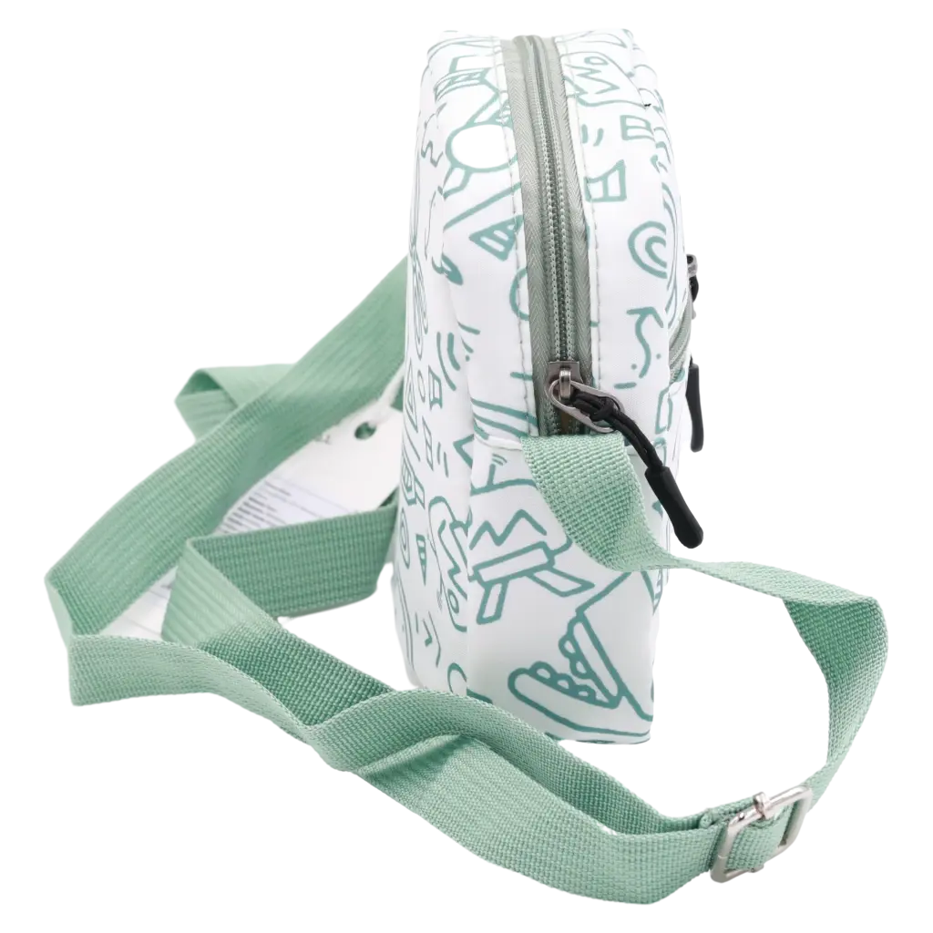 Crossbody Tasche aus Nylonstoff mit grün-weißem Design-Print (Grün/Weiß)