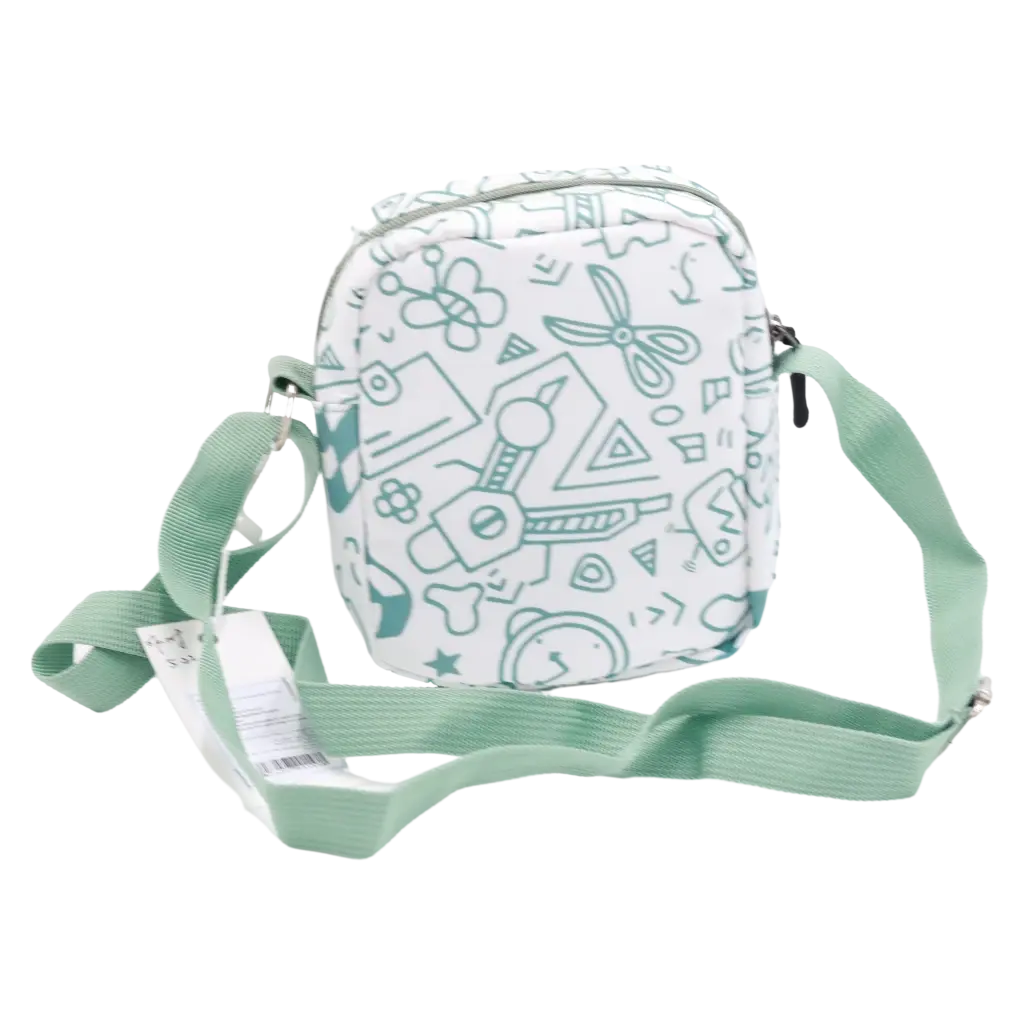 Crossbody Tasche aus Nylonstoff mit grün-weißem Design-Print (Grün/Weiß)