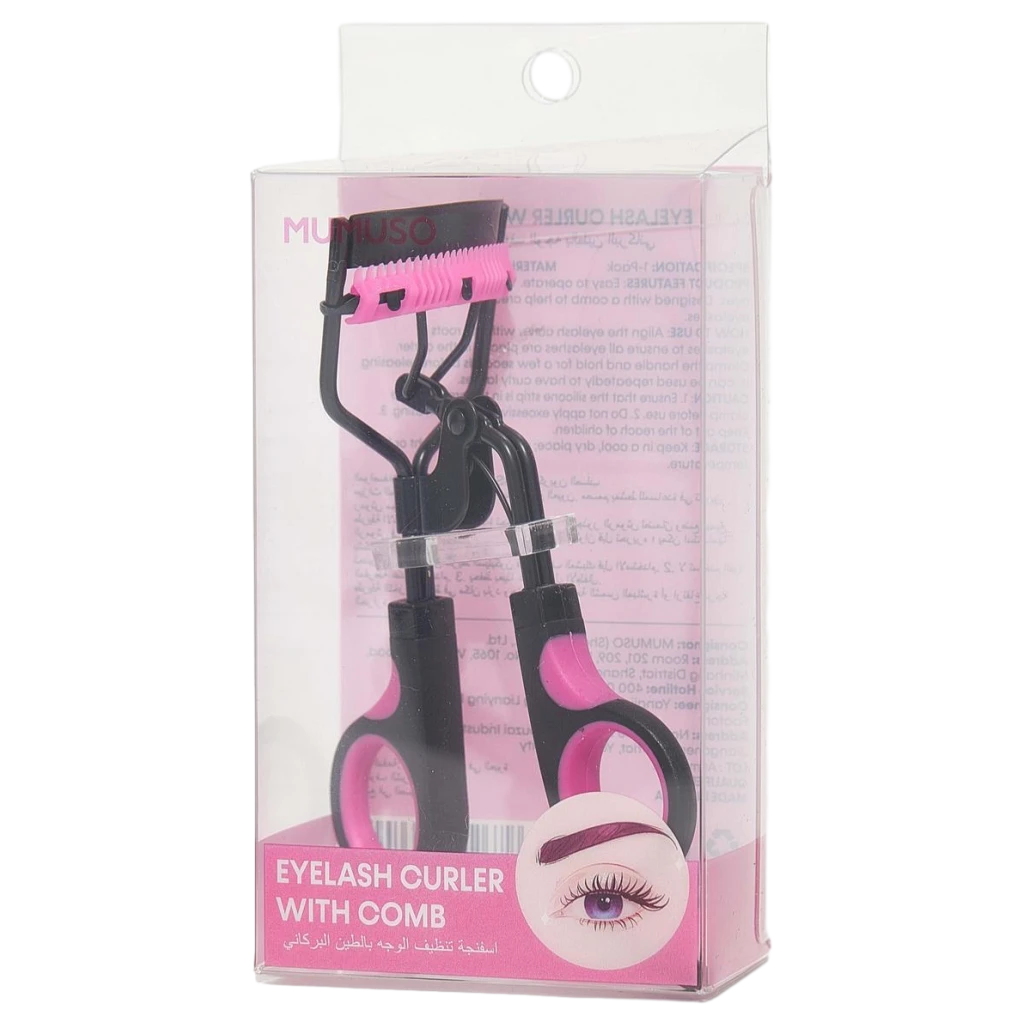 Wimpernformer mit Kammaufsatz aus ABS und Edelstahl (Schwarz/Pink)