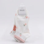 3er-Pack Sneakersocken Damen aus Baumwollmischung mit Blumen-Design (Weiß/Rosa/Orange)