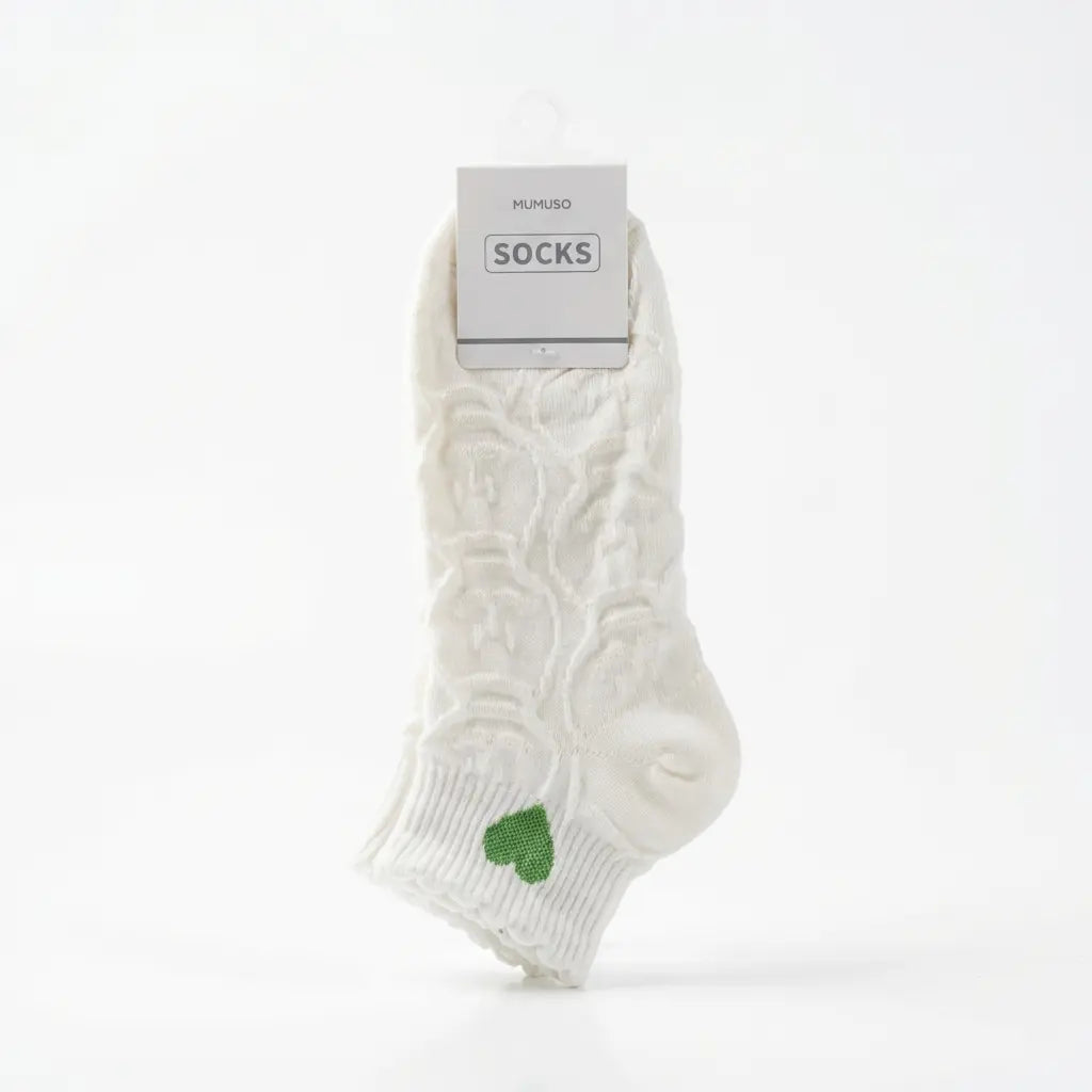 3er-Pack Damen Sneakersocken mit Herz-Design (Weiß)