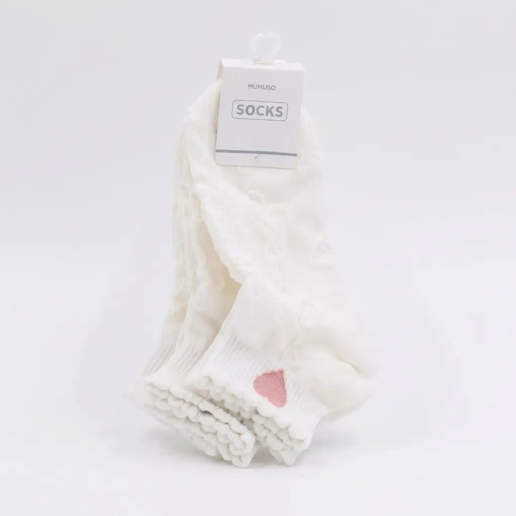 3er-Pack Sneakersocken Damen aus Baumwolle mit Herz-Design (Weiß)