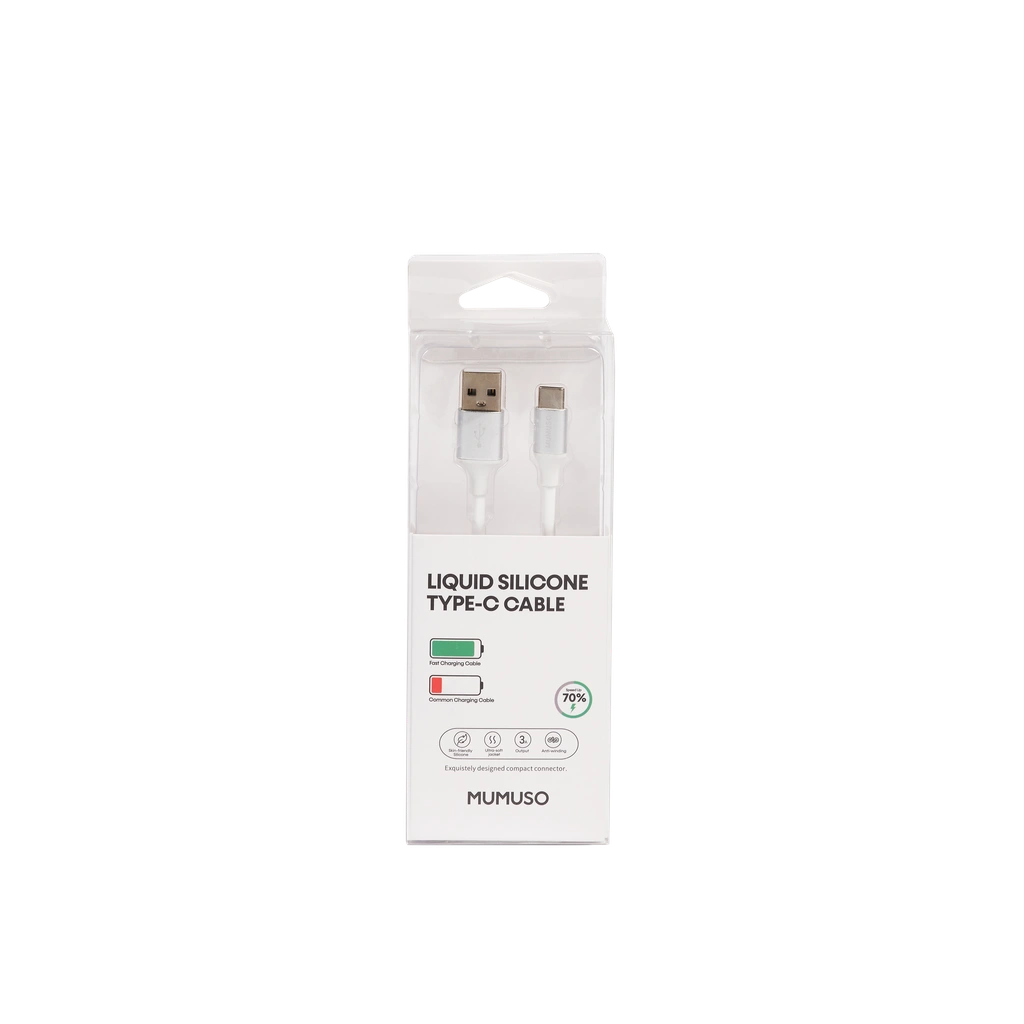 USB Type-C Ladekabel aus Flüssigsilikon, 2 m (Weiß)