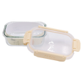 Rechteckige Glas-Frischhaltedose mit PP-Deckel und Silikondichtung, 650 ml (Gelb)