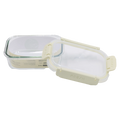 Rechteckige Glas-Frischhaltedose mit Clip-Deckel, 650 ml (Grün)