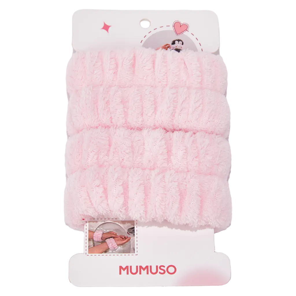 2er-Pack Schweißarmbänder aus Gummi-Polyester (Rosa)