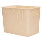 Großer Aufbewahrungskorb aus Kunststoff mit vertikalem Streifen-Design (Creme)