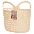 Tragbarer Aufbewahrungskorb aus Kunststoff, rund (Beige)